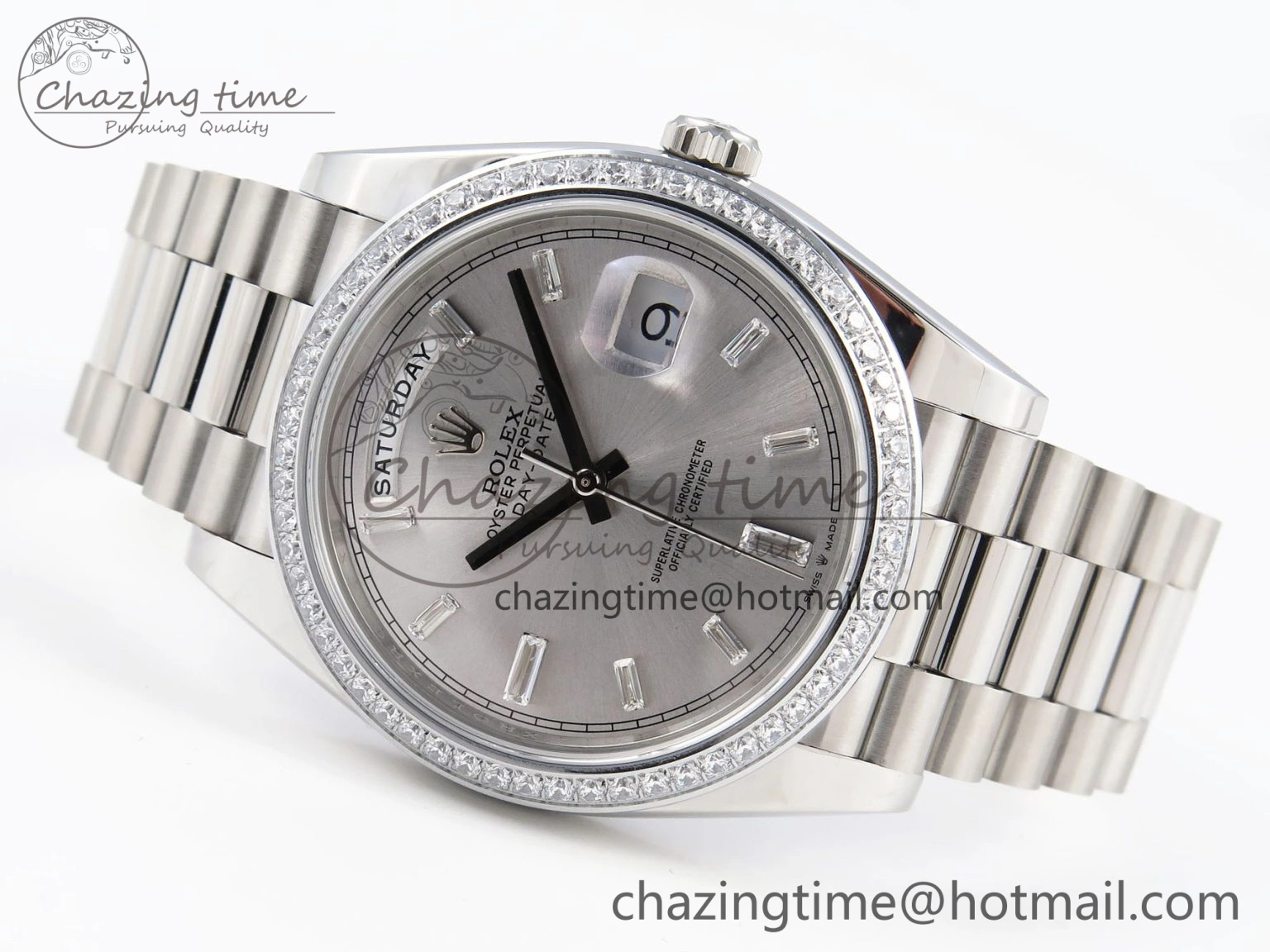 DayDate 40 SS GSF Gain Weight Silver Crystal Dial on President Bracelet A WaterResistant 1918