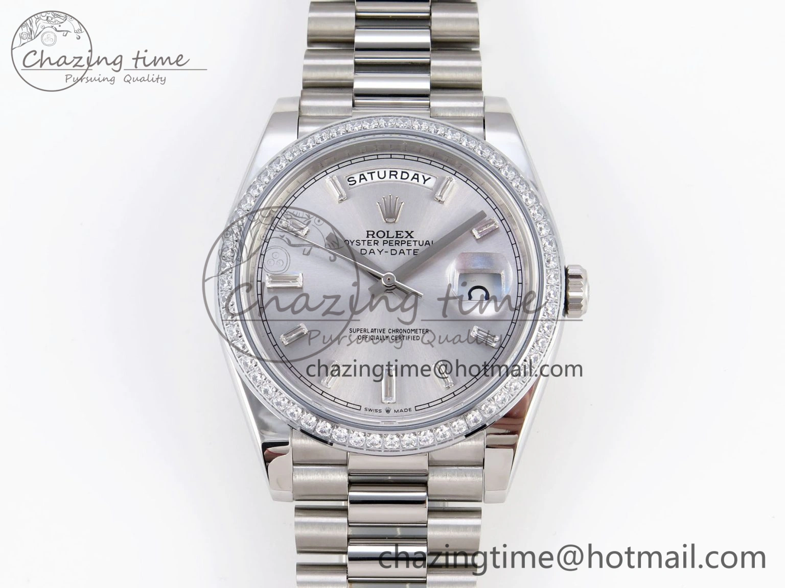 DayDate 40 SS GSF Gain Weight Silver Crystal Dial on President Bracelet A WaterResistant 1918