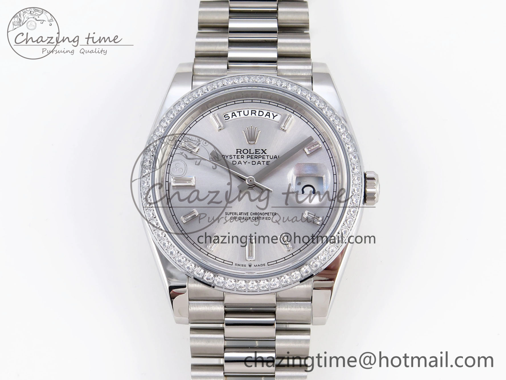 DayDate 40 SS GSF Gain Weight Silver Crystal Dial on President Bracelet A WaterResistant 1918