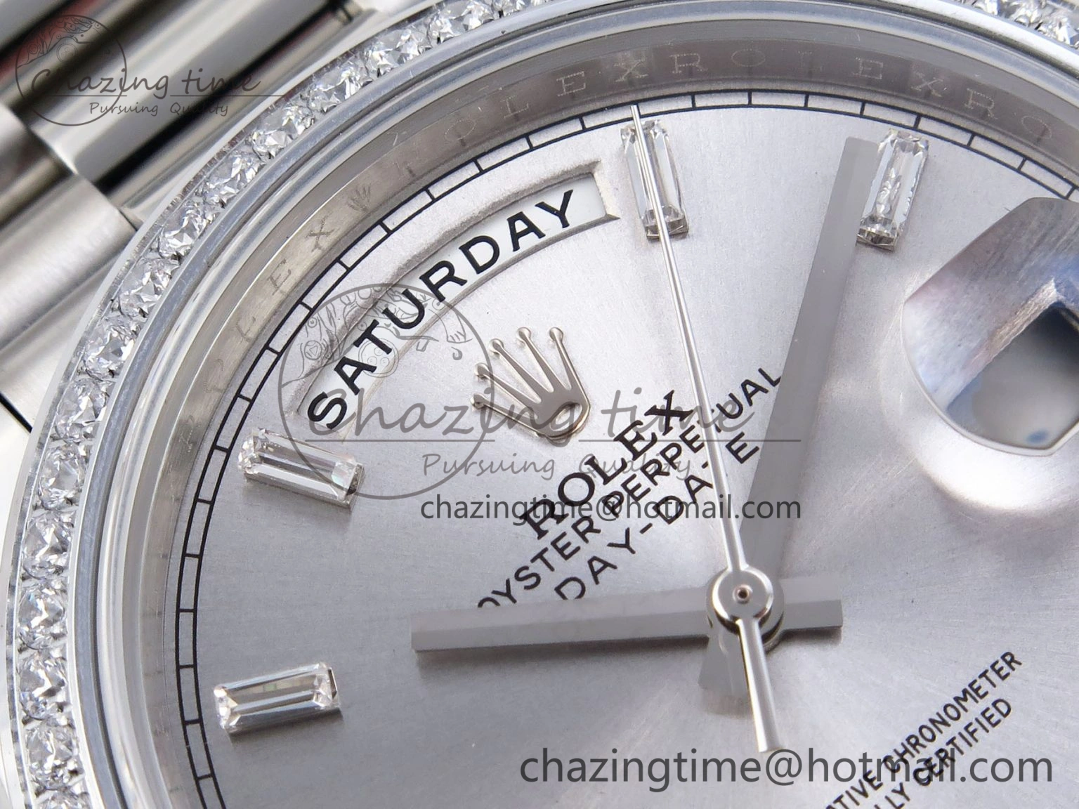 DayDate 40 SS GSF Gain Weight Silver Crystal Dial on President Bracelet A WaterResistant 1918