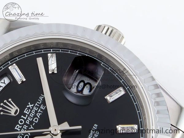 DayDate 40 SS JDF 904L Steel Black Crystal Dial on President Bracelet VR3255 V3 (Gain Weight) Durable 1435