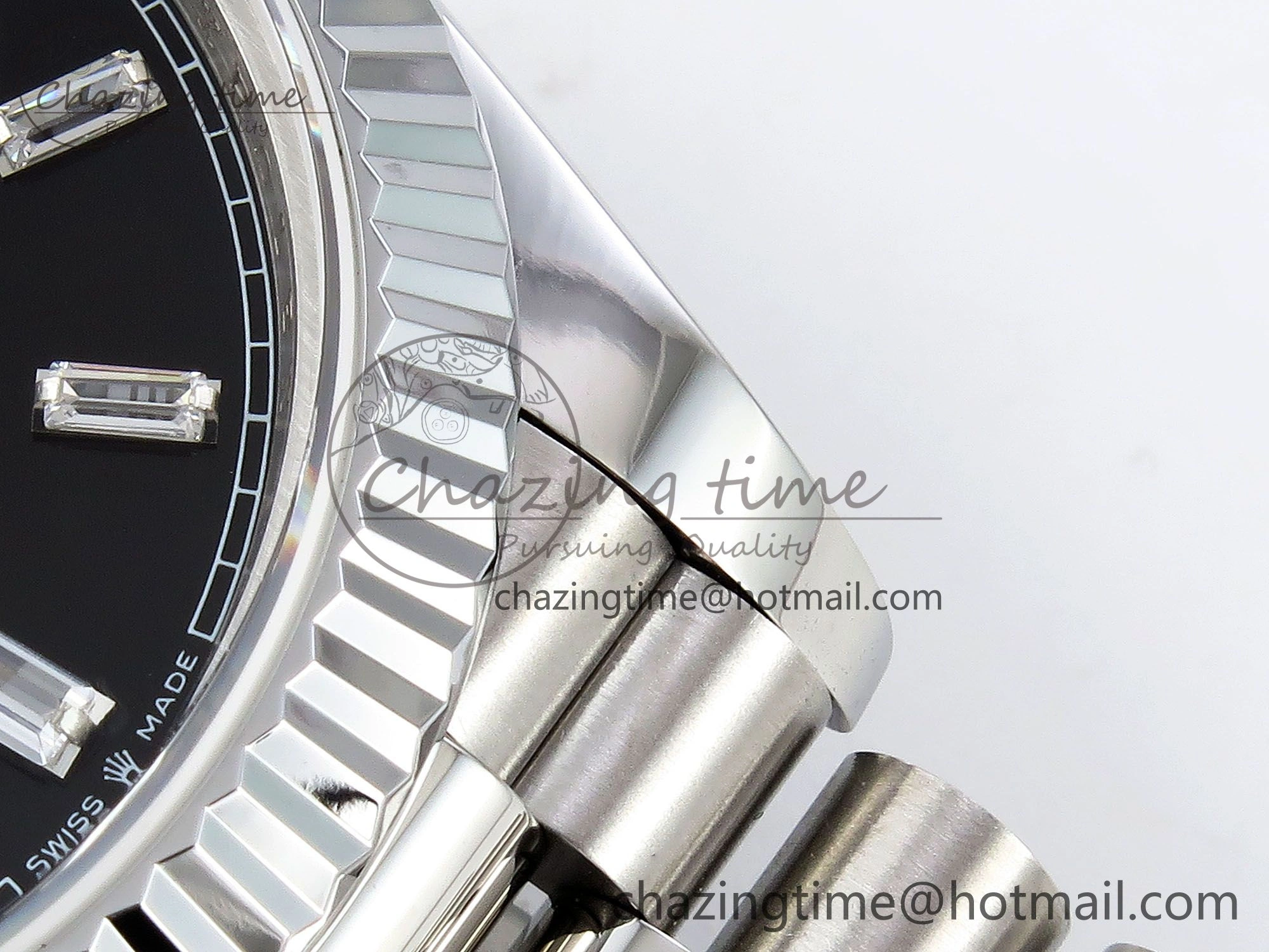 DayDate 40 SS JDF 904L Steel Black Crystal Dial on President Bracelet VR3255 V3 (Gain Weight) Durable 1435