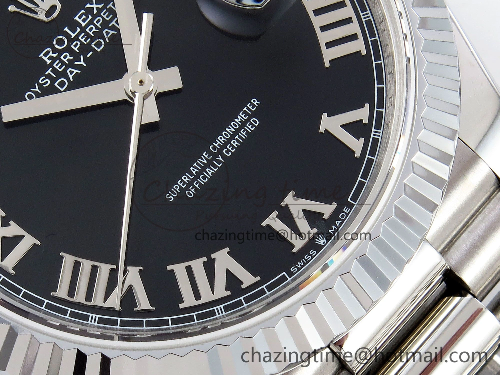 DayDate 40 SS JDF 904L Steel Black Roman Dial on President Bracelet VR3255 V3 (Gain Weight) Durable 1434