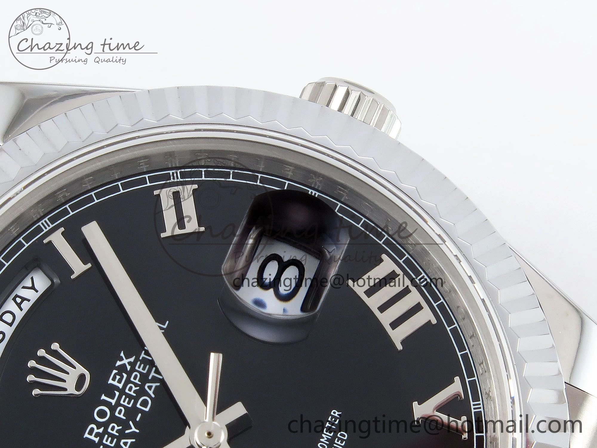 DayDate 40 SS JDF 904L Steel Black Roman Dial on President Bracelet VR3255 V3 (Gain Weight) Durable 1434