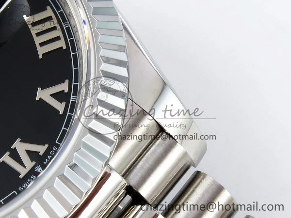 DayDate 40 SS JDF 904L Steel Black Roman Dial on President Bracelet VR3255 V3 (Gain Weight) Durable 1434