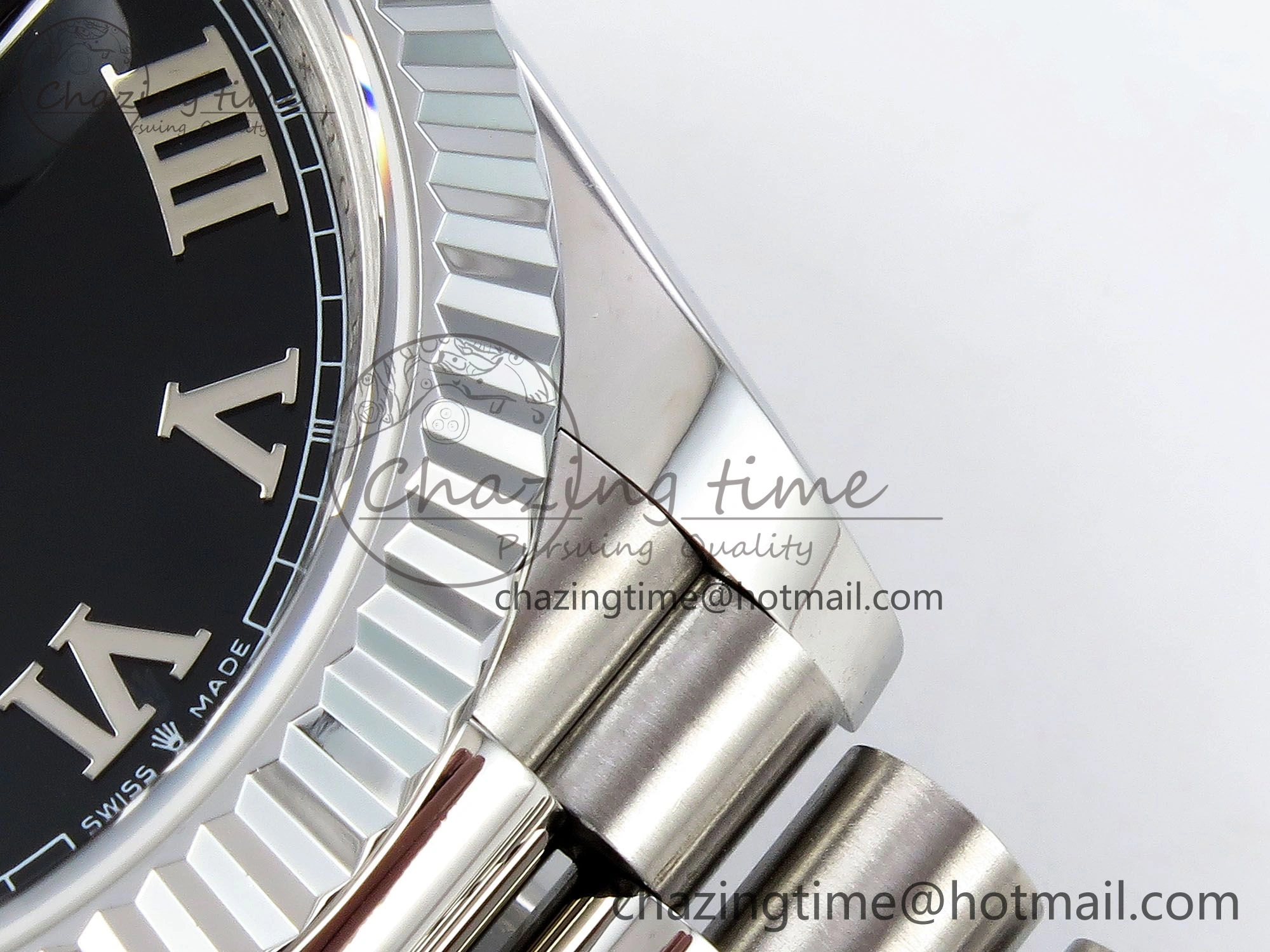 DayDate 40 SS JDF 904L Steel Black Roman Dial on President Bracelet VR3255 V3 (Gain Weight) Durable 1434