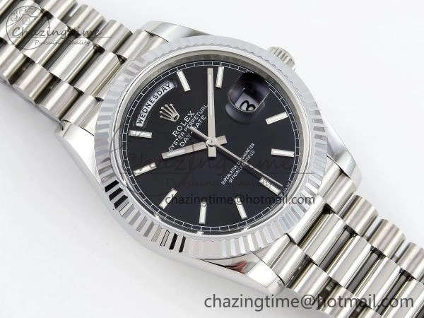 DayDate 40 SS JDF 904L Steel Black Stick Dial on President Bracelet VR3255 V3 (Gain Weight) Breathable 1433