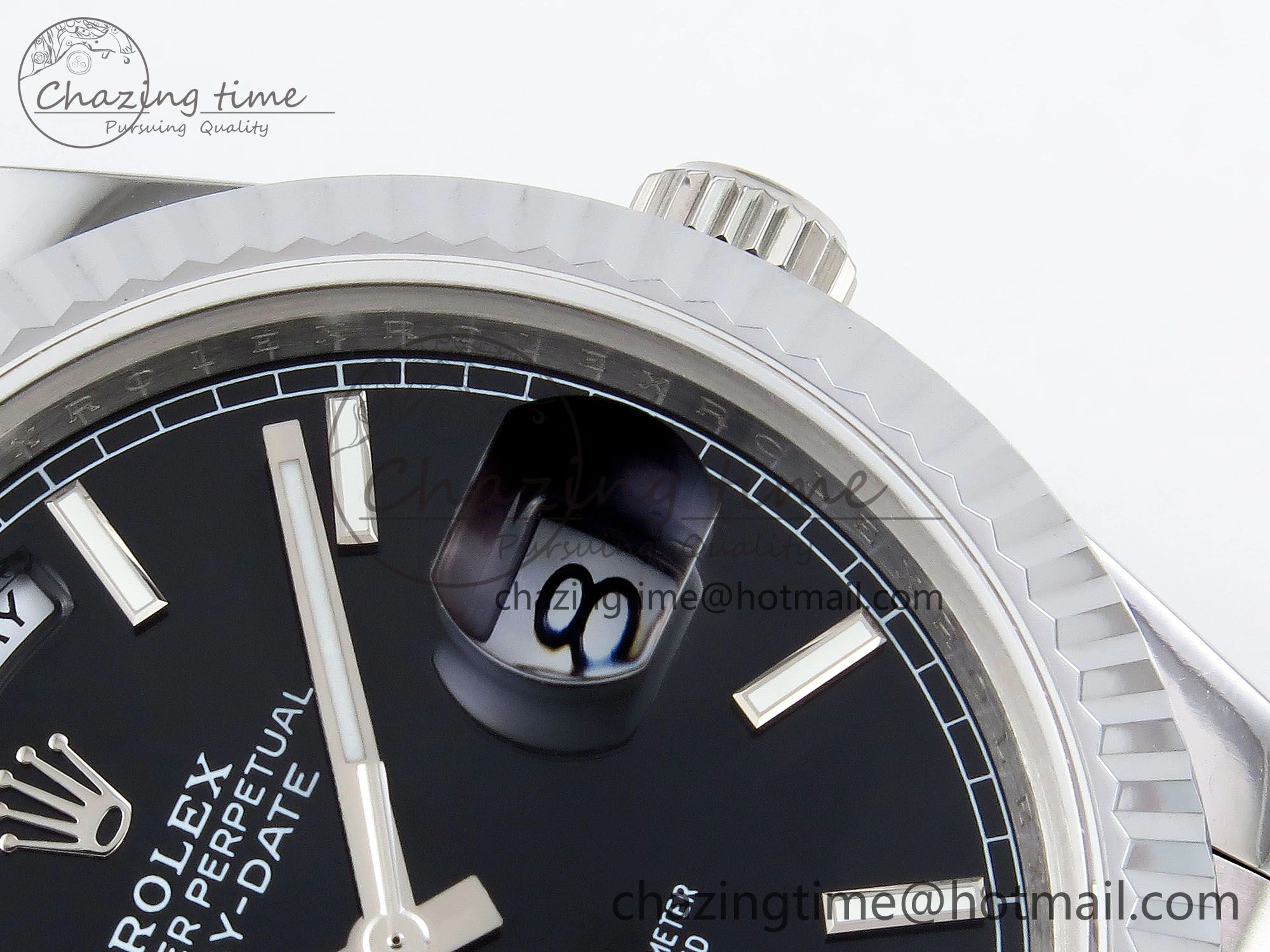 DayDate 40 SS JDF 904L Steel Black Stick Dial on President Bracelet VR3255 V3 (Gain Weight) Breathable 1433