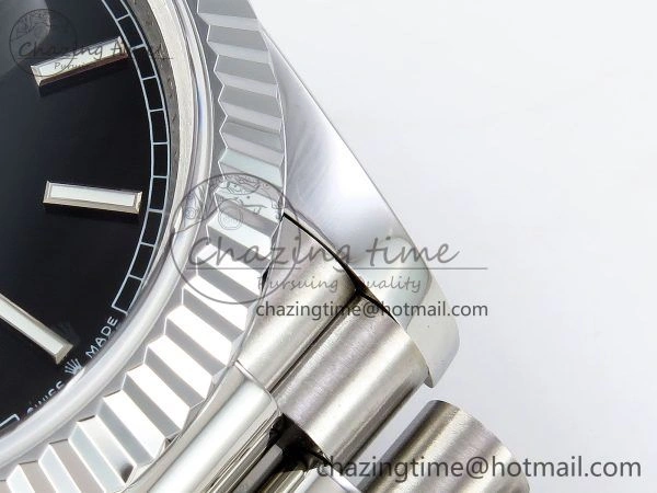 DayDate 40 SS JDF 904L Steel Black Stick Dial on President Bracelet VR3255 V3 (Gain Weight) Breathable 1433