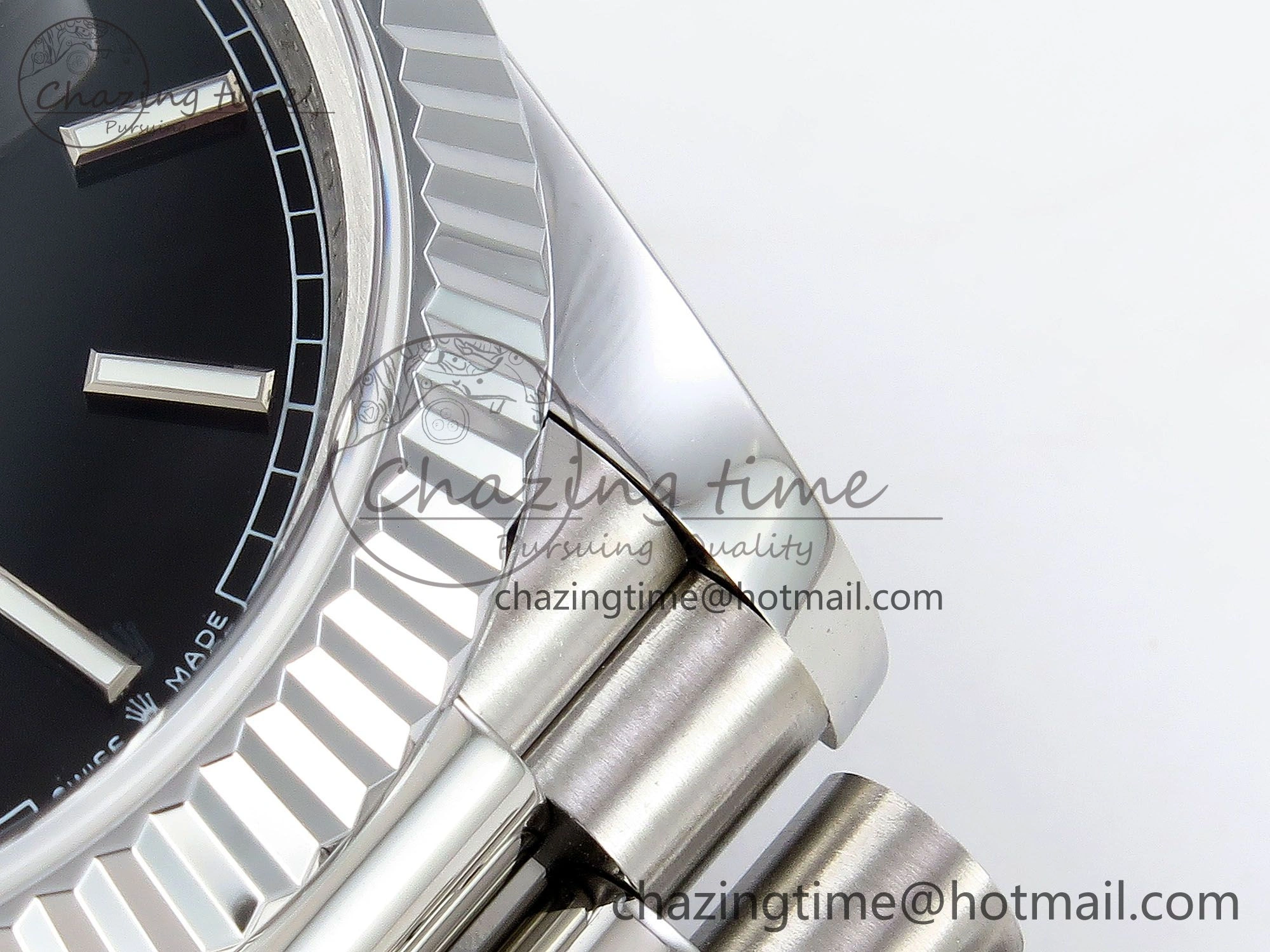 DayDate 40 SS JDF 904L Steel Black Stick Dial on President Bracelet VR3255 V3 (Gain Weight) Breathable 1433