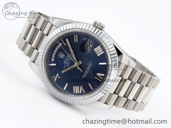 DayDate 40 SS JDF 904L Steel Blue Roman Dial on President Bracelet VR3255 V3 (Gain Weight) BestValue 1444