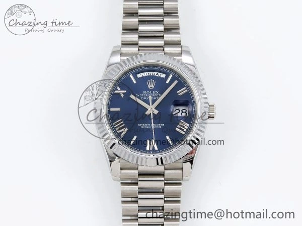 DayDate 40 SS JDF 904L Steel Blue Roman Dial on President Bracelet VR3255 V3 (Gain Weight) BestValue 1444