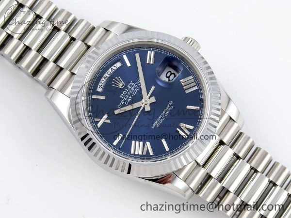 DayDate 40 SS JDF 904L Steel Blue Roman Dial on President Bracelet VR3255 V3 (Gain Weight) BestValue 1444