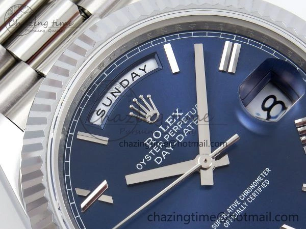 DayDate 40 SS JDF 904L Steel Blue Roman Dial on President Bracelet VR3255 V3 (Gain Weight) BestValue 1444