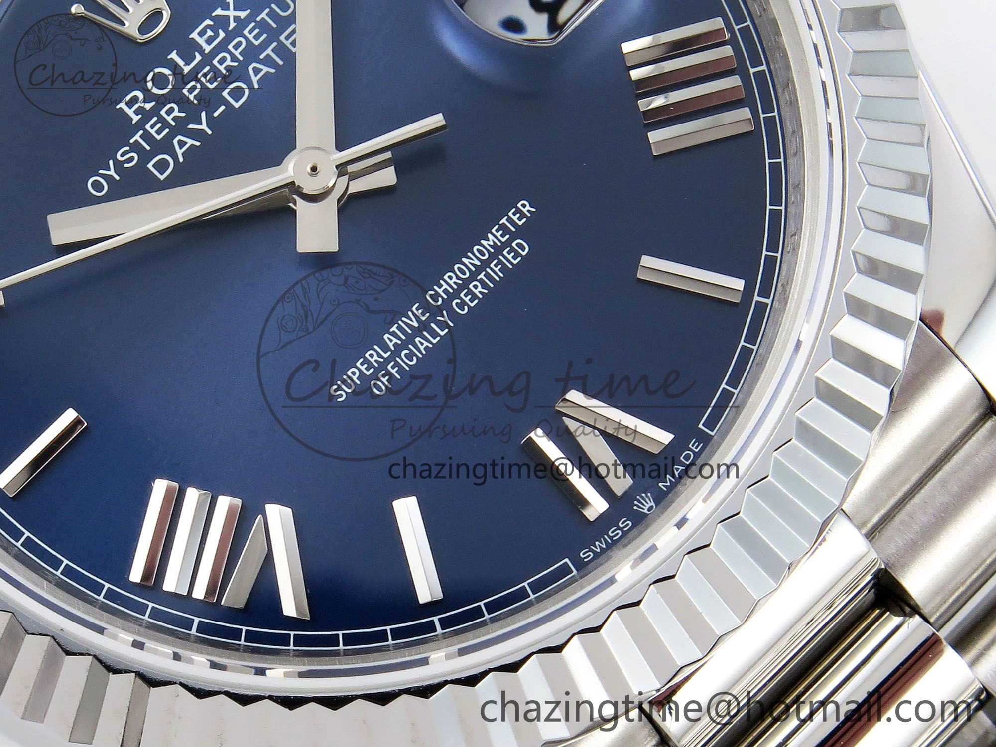 DayDate 40 SS JDF 904L Steel Blue Roman Dial on President Bracelet VR3255 V3 (Gain Weight) BestValue 1444