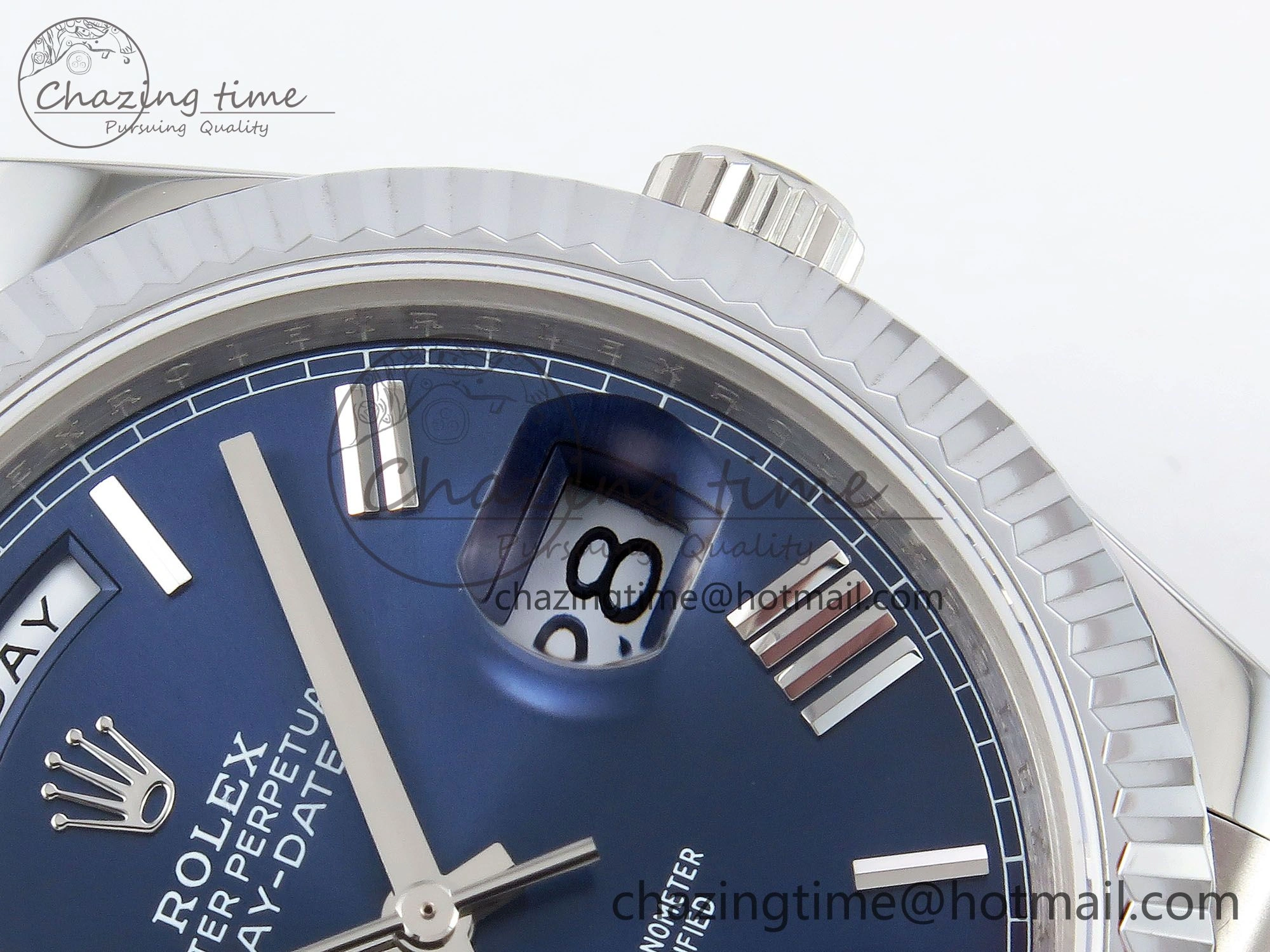 DayDate 40 SS JDF 904L Steel Blue Roman Dial on President Bracelet VR3255 V3 (Gain Weight) BestValue 1444