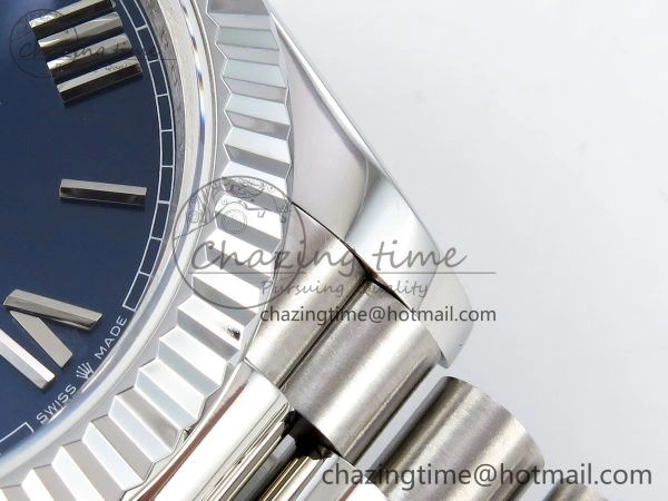 DayDate 40 SS JDF 904L Steel Blue Roman Dial on President Bracelet VR3255 V3 (Gain Weight) BestValue 1444