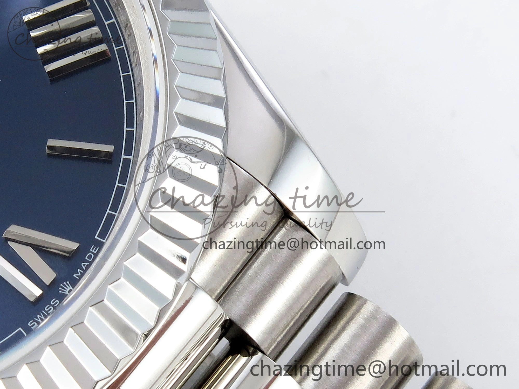 DayDate 40 SS JDF 904L Steel Blue Roman Dial on President Bracelet VR3255 V3 (Gain Weight) BestValue 1444
