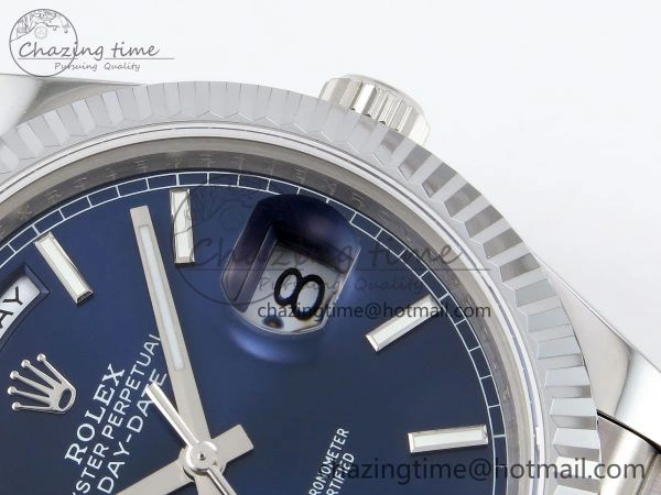 Refined DayDate 40 SS JDF 904L Steel Blue Stick Dial on President Bracelet VR3255 V3 (Gain Weight) 1442