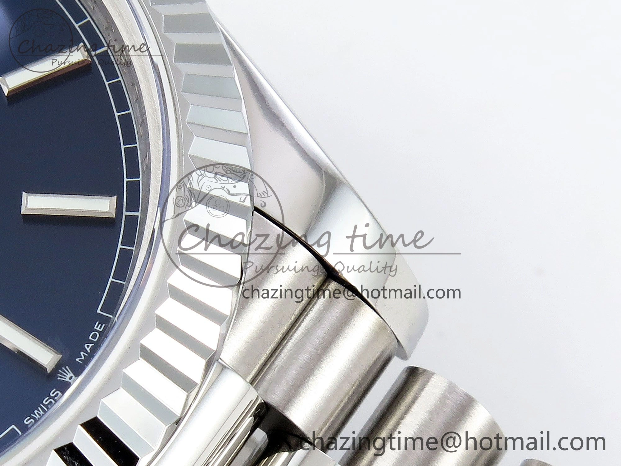 Refined DayDate 40 SS JDF 904L Steel Blue Stick Dial on President Bracelet VR3255 V3 (Gain Weight) 1442
