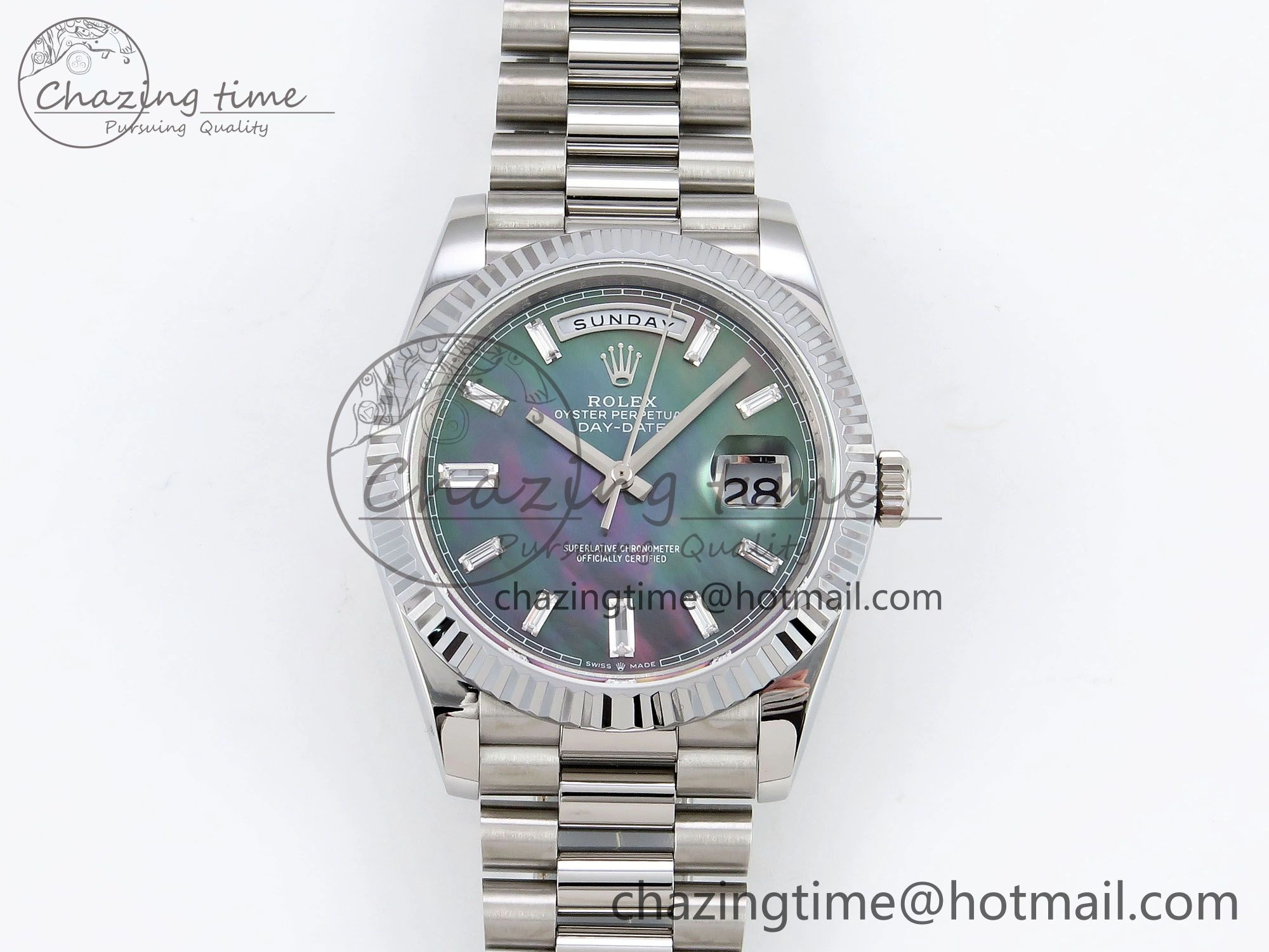 DayDate 40 SS JDF 904L Steel Gray MOP Crystal Dial on President Bracelet VR3255 V3 (Gain Weight) Thermal 1443