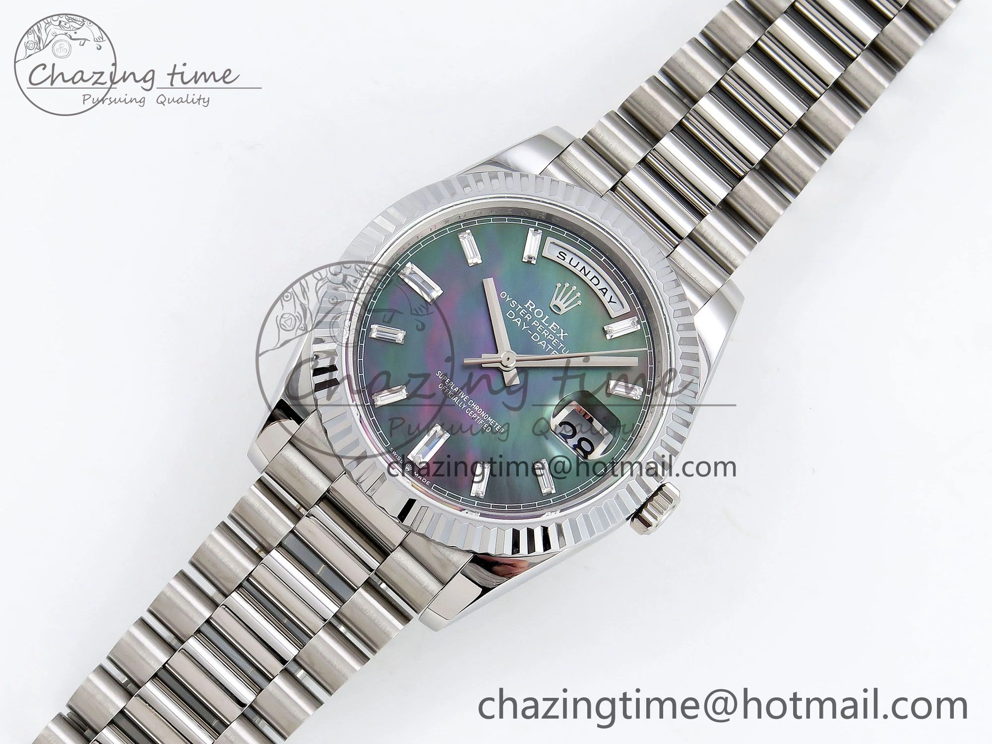DayDate 40 SS JDF 904L Steel Gray MOP Crystal Dial on President Bracelet VR3255 V3 (Gain Weight) Thermal 1443
