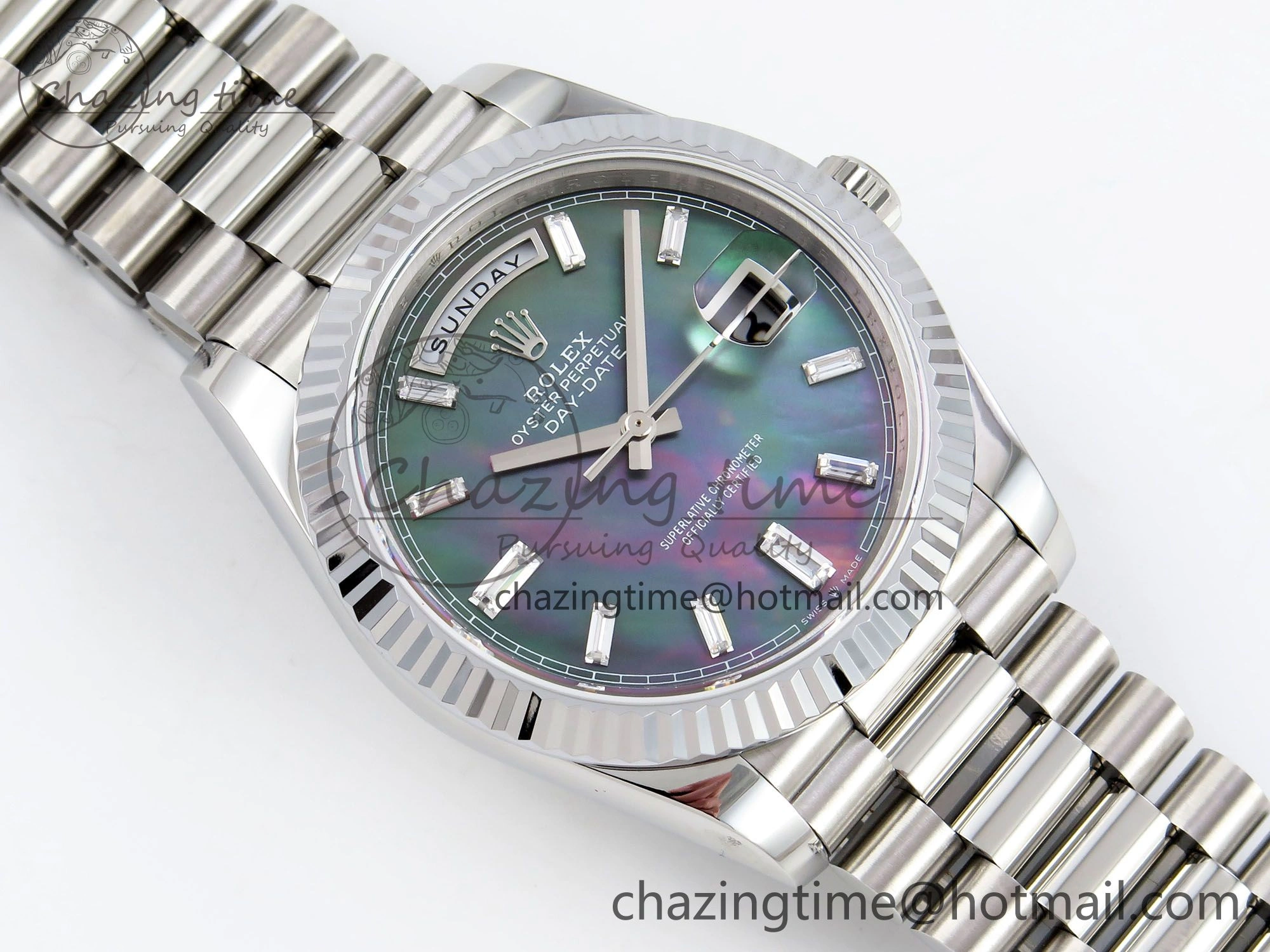 DayDate 40 SS JDF 904L Steel Gray MOP Crystal Dial on President Bracelet VR3255 V3 (Gain Weight) Thermal 1443