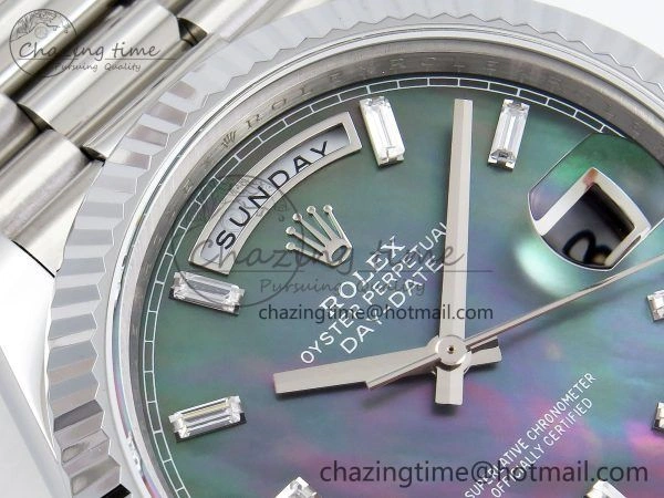 DayDate 40 SS JDF 904L Steel Gray MOP Crystal Dial on President Bracelet VR3255 V3 (Gain Weight) Thermal 1443