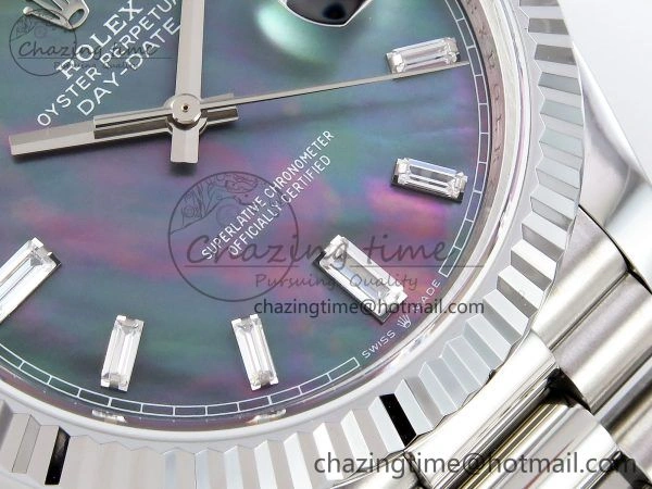 DayDate 40 SS JDF 904L Steel Gray MOP Crystal Dial on President Bracelet VR3255 V3 (Gain Weight) Thermal 1443