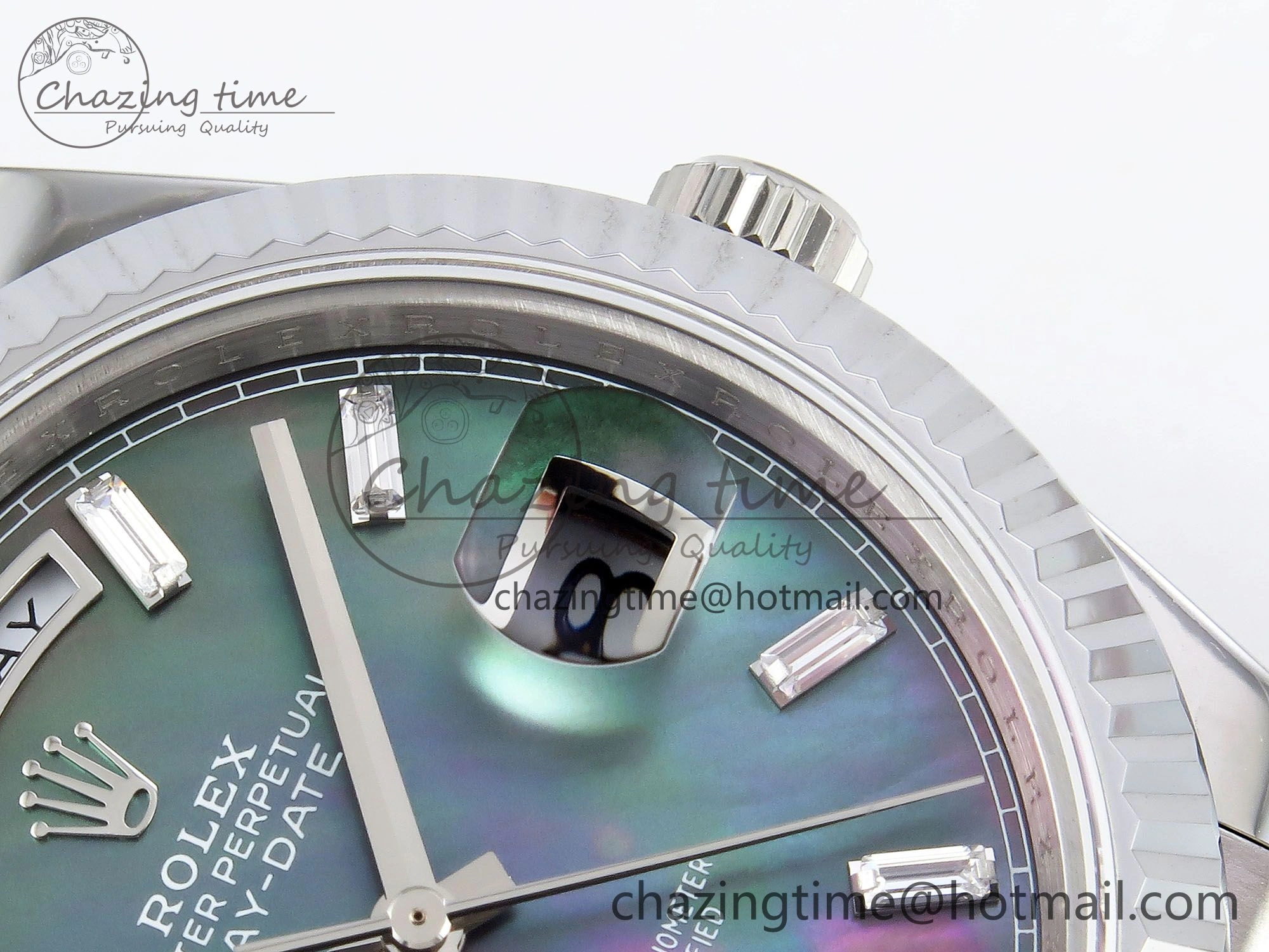 DayDate 40 SS JDF 904L Steel Gray MOP Crystal Dial on President Bracelet VR3255 V3 (Gain Weight) Thermal 1443