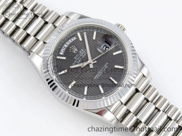 DayDate 40 SS JDF 904L Steel Gray Textured Stick Dial on President Bracelet VR3255 V3 (Gain Weight) Supportive 1437