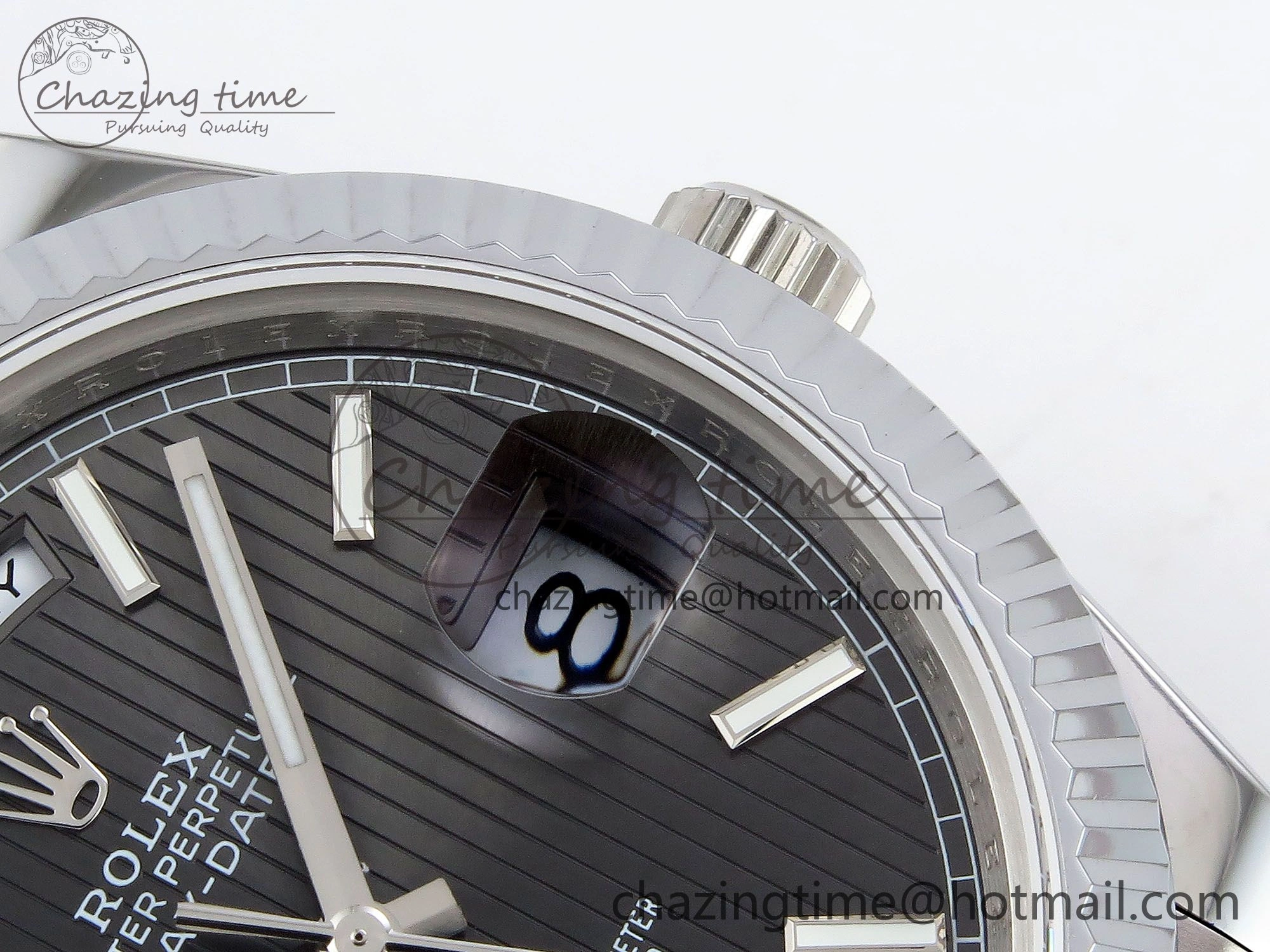 DayDate 40 SS JDF 904L Steel Gray Textured Stick Dial on President Bracelet VR3255 V3 (Gain Weight) Supportive 1437