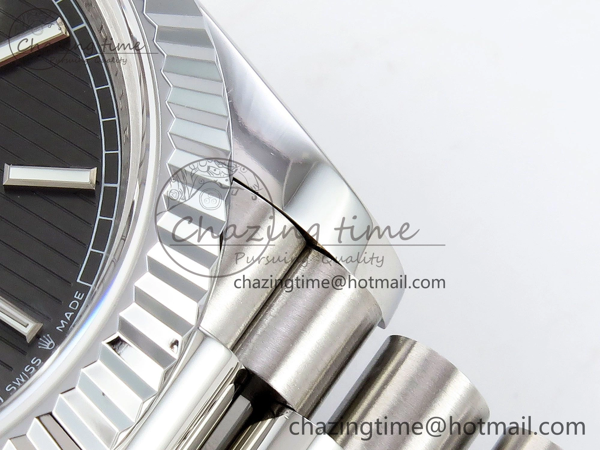 DayDate 40 SS JDF 904L Steel Gray Textured Stick Dial on President Bracelet VR3255 V3 (Gain Weight) Supportive 1437