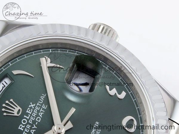 Compact DayDate 40 SS JDF 904L Steel Green Arabic Dial on President Bracelet VR3255 V3 (Gain Weight) 1441