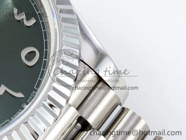 Compact DayDate 40 SS JDF 904L Steel Green Arabic Dial on President Bracelet VR3255 V3 (Gain Weight) 1441