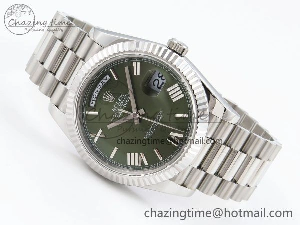 ComfortFit DayDate 40 SS JDF 904L Steel Green Roman Dial on President Bracelet VR3255 V3 (Gain Weight) 1440