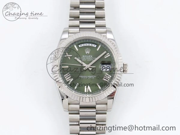 ComfortFit DayDate 40 SS JDF 904L Steel Green Roman Dial on President Bracelet VR3255 V3 (Gain Weight) 1440
