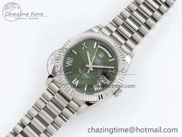ComfortFit DayDate 40 SS JDF 904L Steel Green Roman Dial on President Bracelet VR3255 V3 (Gain Weight) 1440