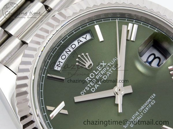 ComfortFit DayDate 40 SS JDF 904L Steel Green Roman Dial on President Bracelet VR3255 V3 (Gain Weight) 1440