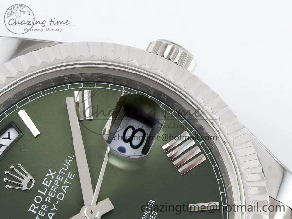 ComfortFit DayDate 40 SS JDF 904L Steel Green Roman Dial on President Bracelet VR3255 V3 (Gain Weight) 1440