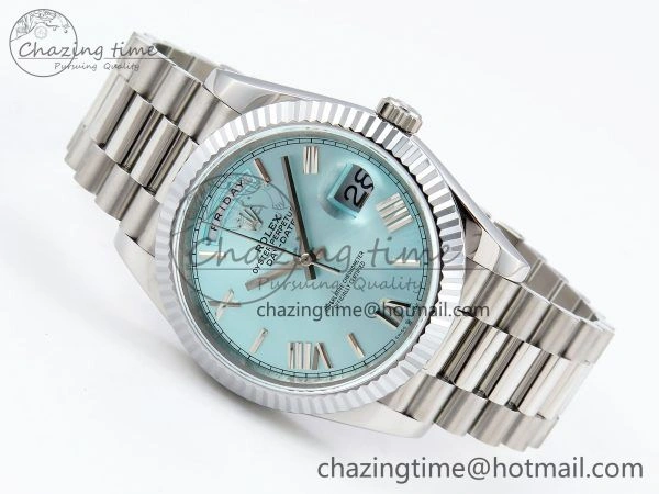 Flexible DayDate 40 SS JDF 904L Steel Ice Blue Roman Dial on President Bracelet VR3255 V3 (Gain Weight) 1448