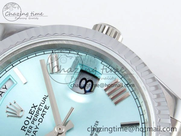 Flexible DayDate 40 SS JDF 904L Steel Ice Blue Roman Dial on President Bracelet VR3255 V3 (Gain Weight) 1448
