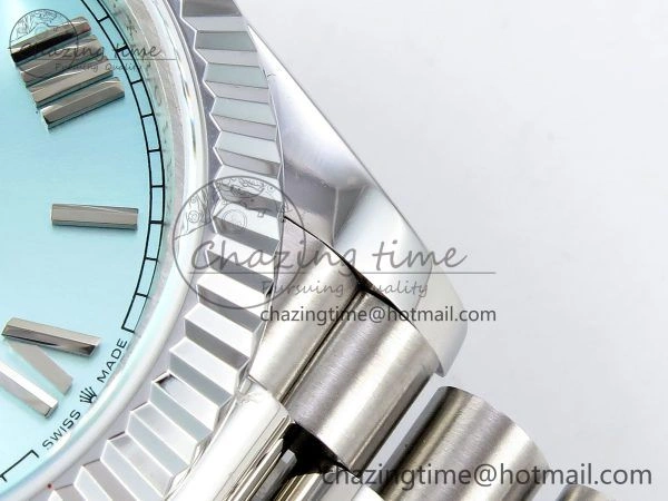 Flexible DayDate 40 SS JDF 904L Steel Ice Blue Roman Dial on President Bracelet VR3255 V3 (Gain Weight) 1448