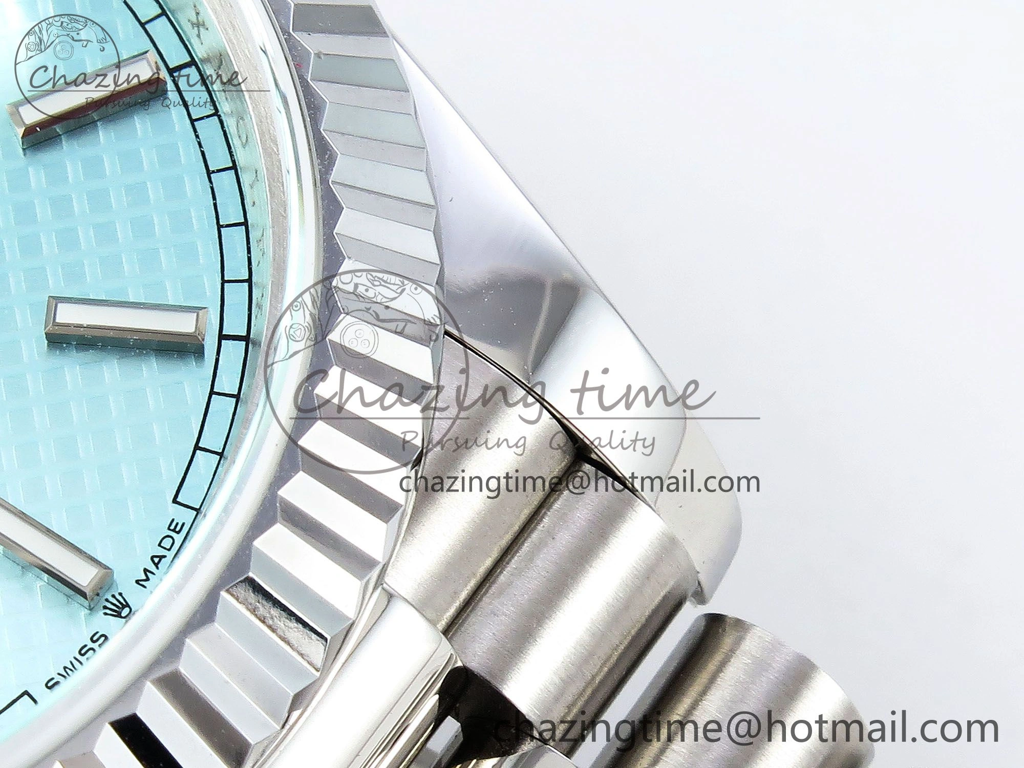 Affordable DayDate 40 SS JDF 904L Steel Ice Blue Textured Dial on President Bracelet VR3255 V3 (Gain Weight) 1453