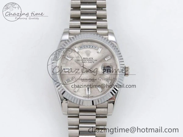 BestValue DayDate 40 SS JDF 904L Steel Moon Crystal Dial on President Bracelet VR3255 V3 (Gain Weight) 1427