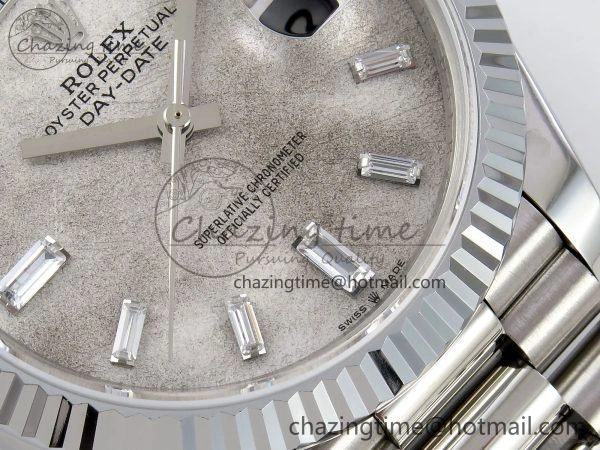 BestValue DayDate 40 SS JDF 904L Steel Moon Crystal Dial on President Bracelet VR3255 V3 (Gain Weight) 1427