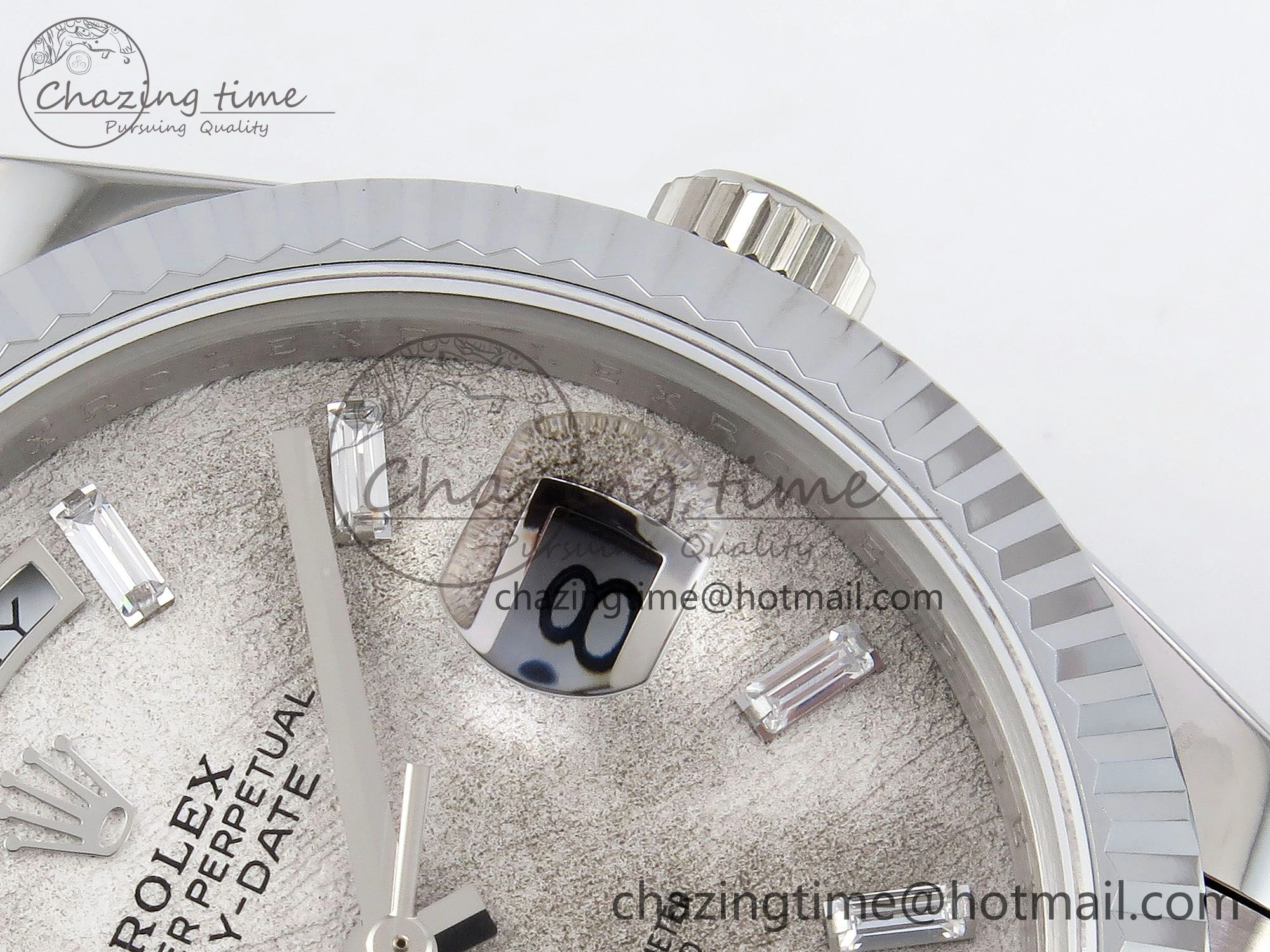 BestValue DayDate 40 SS JDF 904L Steel Moon Crystal Dial on President Bracelet VR3255 V3 (Gain Weight) 1427