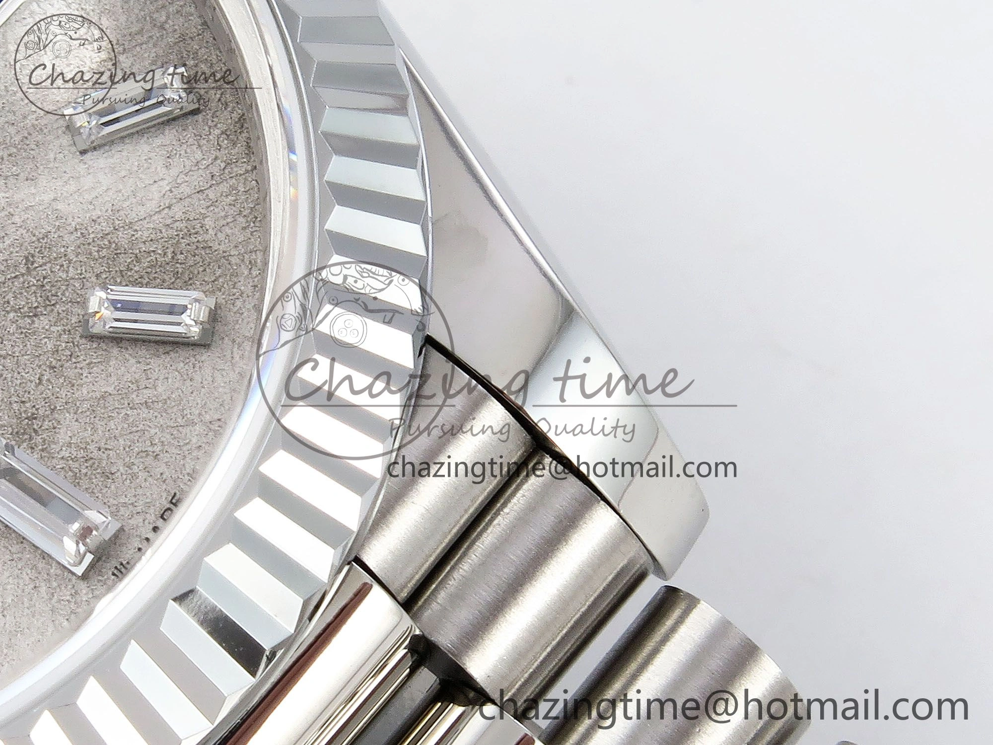 BestValue DayDate 40 SS JDF 904L Steel Moon Crystal Dial on President Bracelet VR3255 V3 (Gain Weight) 1427