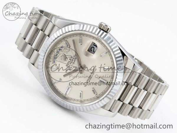 DayDate 40 SS JDF 904L Steel Silver Crystal Dial on President Bracelet VR3255 V3 (Gain Weight) Durable 1431