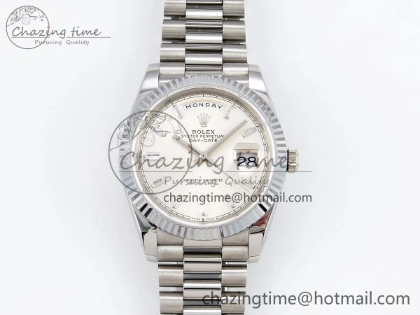 DayDate 40 SS JDF 904L Steel Silver Crystal Dial on President Bracelet VR3255 V3 (Gain Weight) Durable 1431